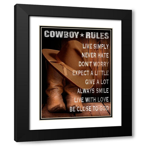 Cowboy Rules Black Modern Wood Framed Art Print with Double Matting by Prime, Marcus
