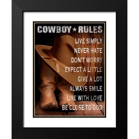 Cowboy Rules Black Modern Wood Framed Art Print with Double Matting by Prime, Marcus