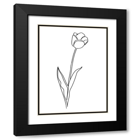 Paper Tulip 2 Black Modern Wood Framed Art Print with Double Matting by Prime, Marcus