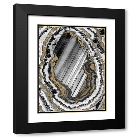 Golden Geode 1 Black Modern Wood Framed Art Print with Double Matting by Prime, Marcus