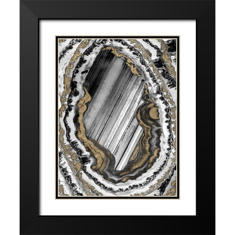 Golden Geode 1 Black Modern Wood Framed Art Print with Double Matting by Prime, Marcus