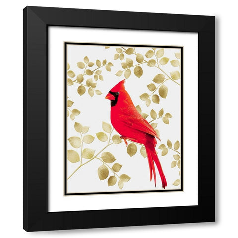 Cheerful Cardinal 1 Black Modern Wood Framed Art Print with Double Matting by Prime, Marcus