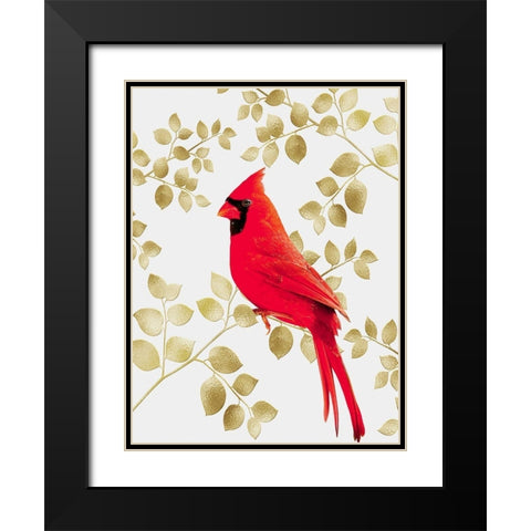 Cheerful Cardinal 1 Black Modern Wood Framed Art Print with Double Matting by Prime, Marcus