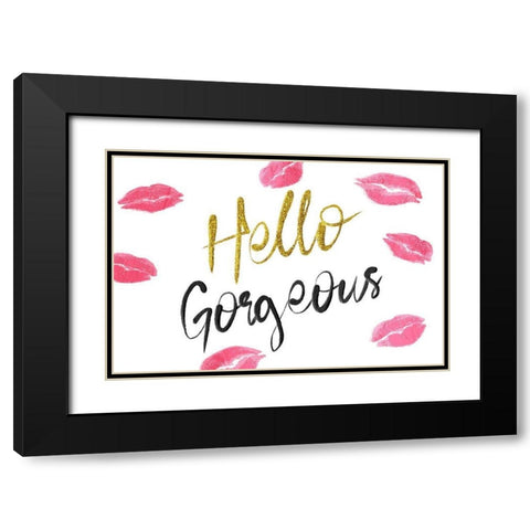 Glitter Hello Kisses Black Modern Wood Framed Art Print with Double Matting by Prime, Marcus