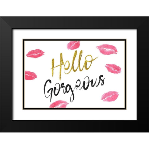 Glitter Hello Kisses Black Modern Wood Framed Art Print with Double Matting by Prime, Marcus