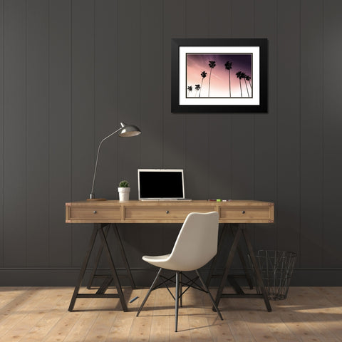 Sunset Palms 1 Black Modern Wood Framed Art Print with Double Matting by Prime, Marcus