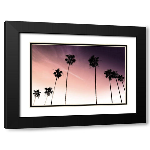 Sunset Palms 1 Black Modern Wood Framed Art Print with Double Matting by Prime, Marcus