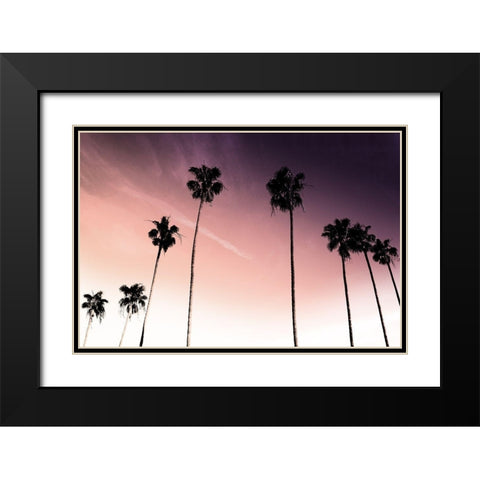 Sunset Palms 1 Black Modern Wood Framed Art Print with Double Matting by Prime, Marcus