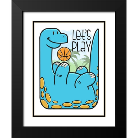 Dino Playing Black Modern Wood Framed Art Print with Double Matting by Prime, Marcus