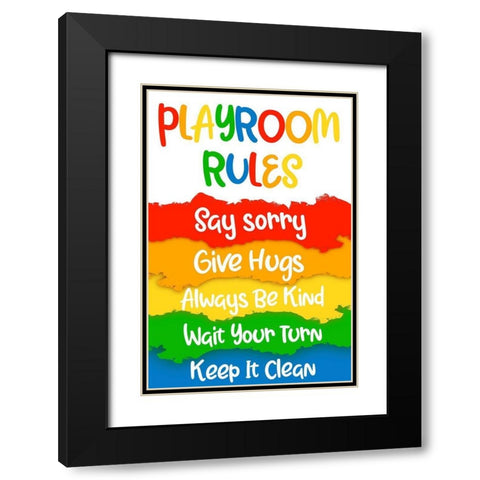 Playroom Rules Black Modern Wood Framed Art Print with Double Matting by Prime, Marcus