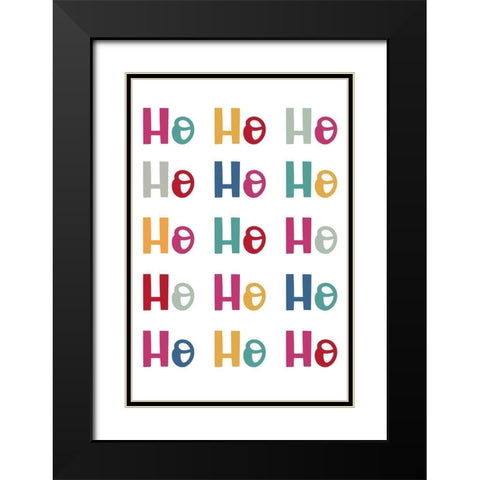 Ho Ho Ho Repeat Black Modern Wood Framed Art Print with Double Matting by Prime, Marcus