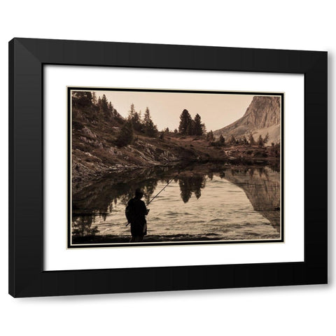 Lake Fishing Black Modern Wood Framed Art Print with Double Matting by Prime, Marcus