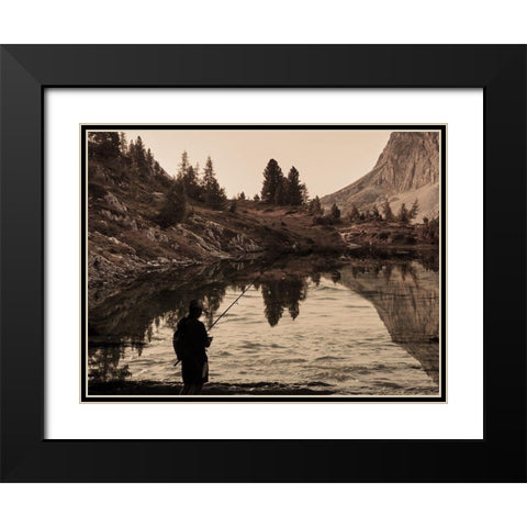 Lake Fishing Black Modern Wood Framed Art Print with Double Matting by Prime, Marcus