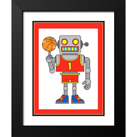 Robo Hoops 3 Black Modern Wood Framed Art Print with Double Matting by Prime, Marcus
