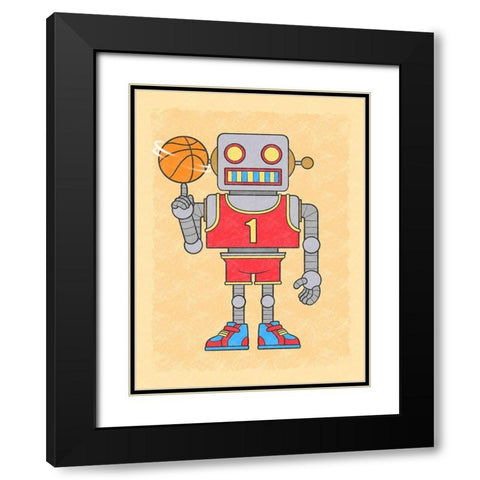 Robo Hoops Black Modern Wood Framed Art Print with Double Matting by Prime, Marcus