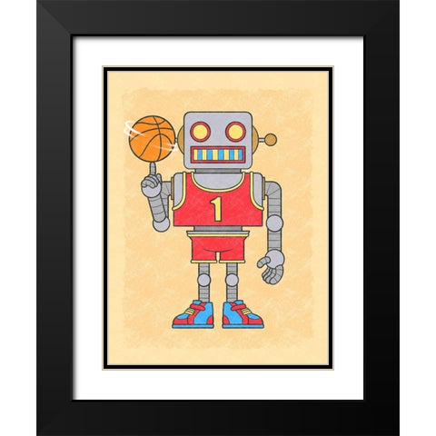 Robo Hoops Black Modern Wood Framed Art Print with Double Matting by Prime, Marcus