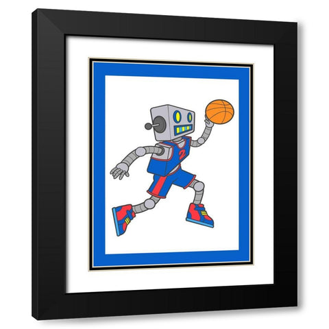 Robo Hoops 4 Black Modern Wood Framed Art Print with Double Matting by Prime, Marcus