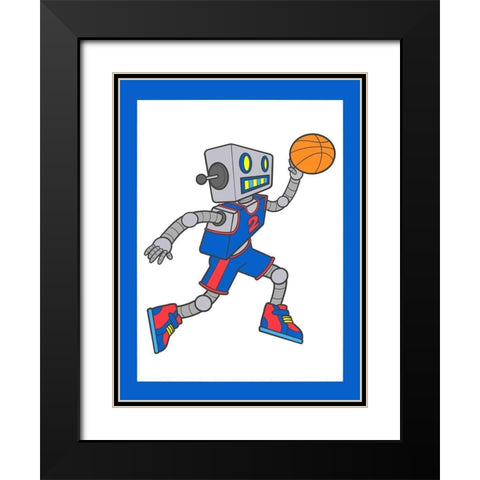 Robo Hoops 4 Black Modern Wood Framed Art Print with Double Matting by Prime, Marcus