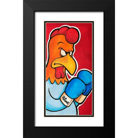 Rooster Battle 1 Black Modern Wood Framed Art Print with Double Matting by Prime, Marcus