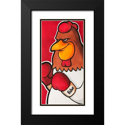 Rooster Battle 2 Black Modern Wood Framed Art Print with Double Matting by Prime, Marcus