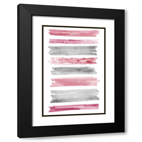 Blush Paint Streaks Black Modern Wood Framed Art Print with Double Matting by Prime, Marcus