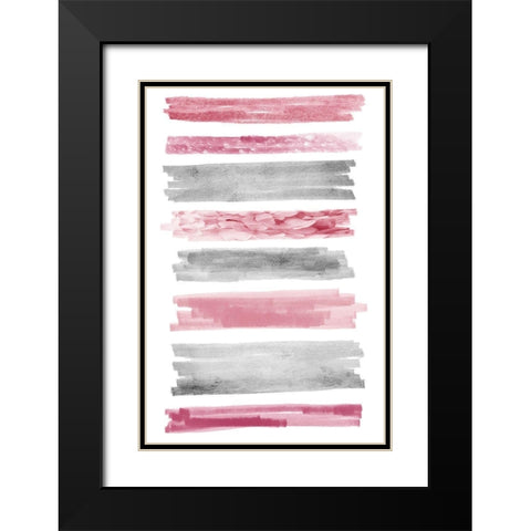 Blush Paint Streaks Black Modern Wood Framed Art Print with Double Matting by Prime, Marcus
