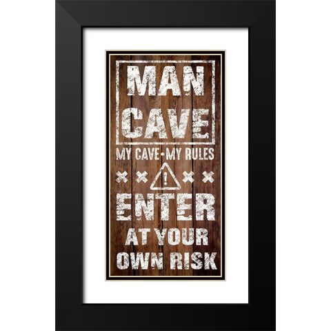 Enter Man Cave Black Modern Wood Framed Art Print with Double Matting by Prime, Marcus
