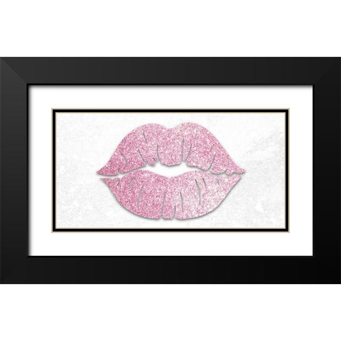 Pink Glitter Kiss Black Modern Wood Framed Art Print with Double Matting by Prime, Marcus