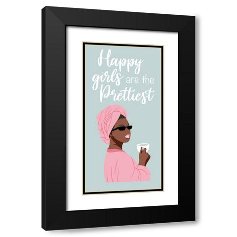 Happy Girls Black Modern Wood Framed Art Print with Double Matting by Prime, Marcus