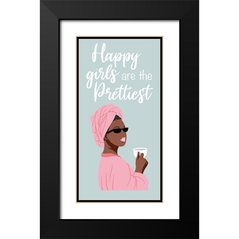 Happy Girls Black Modern Wood Framed Art Print with Double Matting by Prime, Marcus
