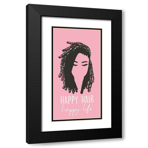 Happy Hair Black Modern Wood Framed Art Print with Double Matting by Prime, Marcus