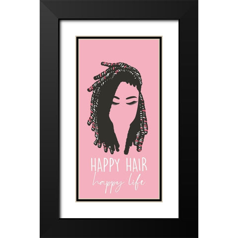 Happy Hair Black Modern Wood Framed Art Print with Double Matting by Prime, Marcus