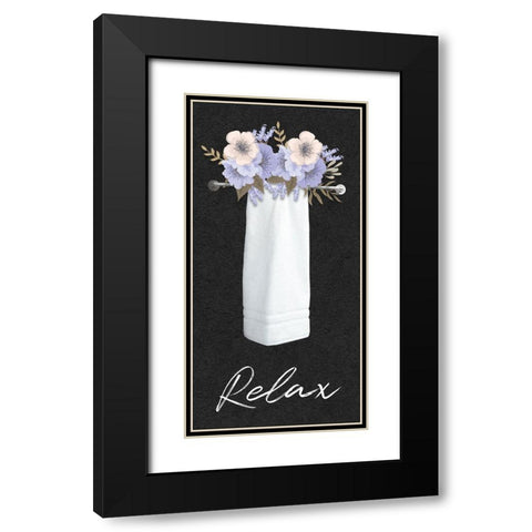 Relax Floral Towel Black Modern Wood Framed Art Print with Double Matting by Prime, Marcus