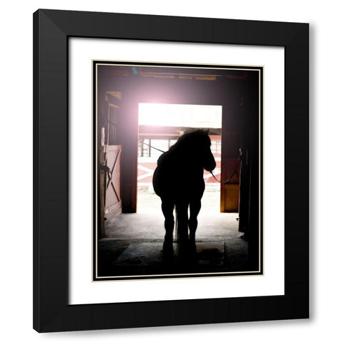 Horse Silhouette Black Modern Wood Framed Art Print with Double Matting by Reed, Michele