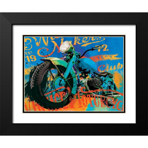 Vintage Bikes Black Modern Wood Framed Art Print with Double Matting by Miller, Savannah