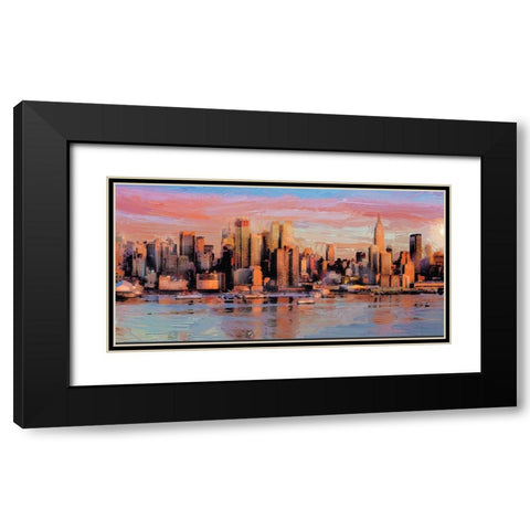 Manhattan Sunrise Black Modern Wood Framed Art Print with Double Matting by Miller, Savannah