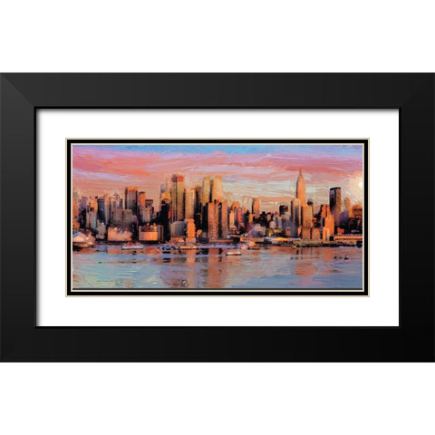 Manhattan Sunrise Black Modern Wood Framed Art Print with Double Matting by Miller, Savannah
