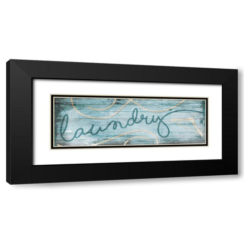 Laundry Hanger Blue Black Modern Wood Framed Art Print with Double Matting by Villa, Milli
