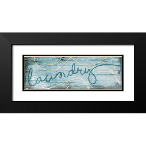 Laundry Hanger Blue Black Modern Wood Framed Art Print with Double Matting by Villa, Milli