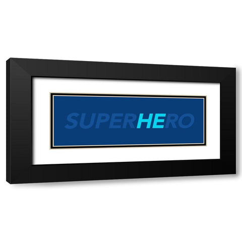 SuperHEro Black Modern Wood Framed Art Print with Double Matting by Villa, Mlli