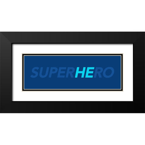 SuperHEro Black Modern Wood Framed Art Print with Double Matting by Villa, Mlli