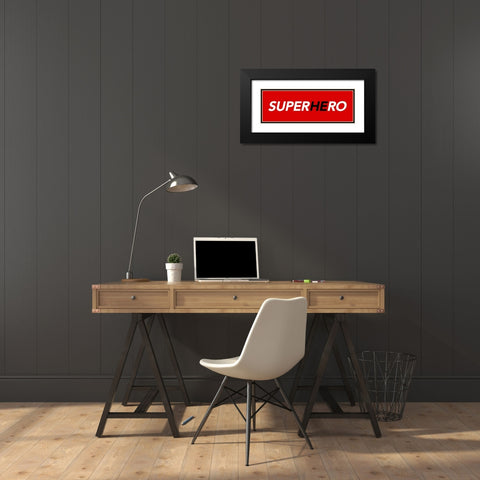 SuperHEro Red Black Modern Wood Framed Art Print with Double Matting by Villa, Mlli