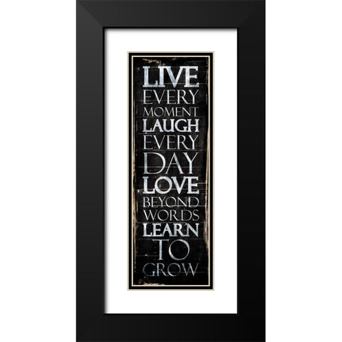 Live Laugh Love Learn Black Modern Wood Framed Art Print with Double Matting by Villa, Mlli