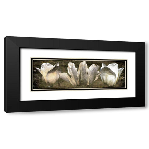 Three Tulips Amber Black Modern Wood Framed Art Print with Double Matting by Villa, Mlli
