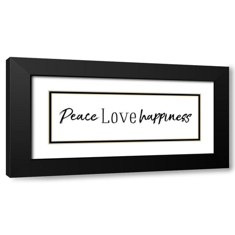 Peace Love Happiness Black Modern Wood Framed Art Print with Double Matting by Villa, Mlli
