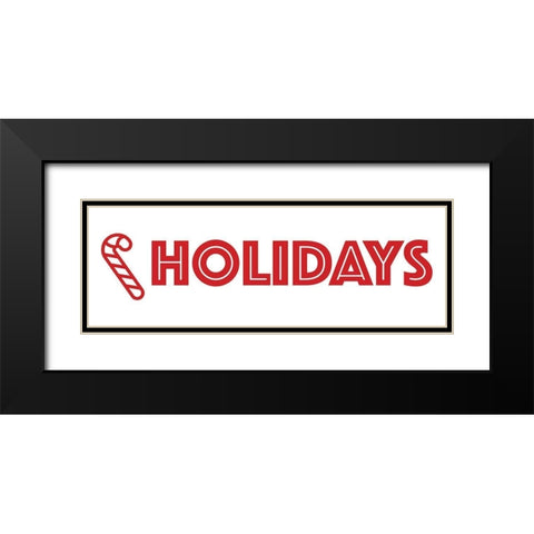 Holidays Candy Cane Black Modern Wood Framed Art Print with Double Matting by Villa, Mlli