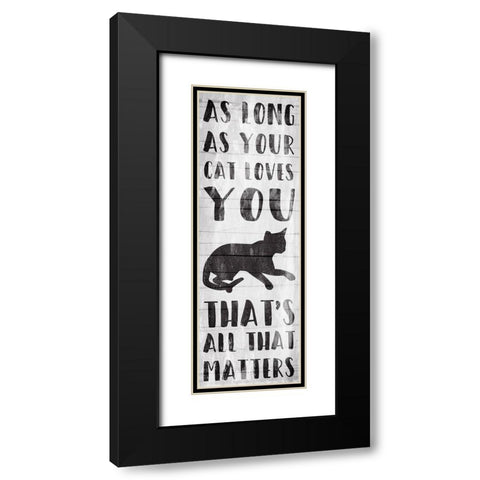 Cat Love Black Modern Wood Framed Art Print with Double Matting by Villa, Mlli