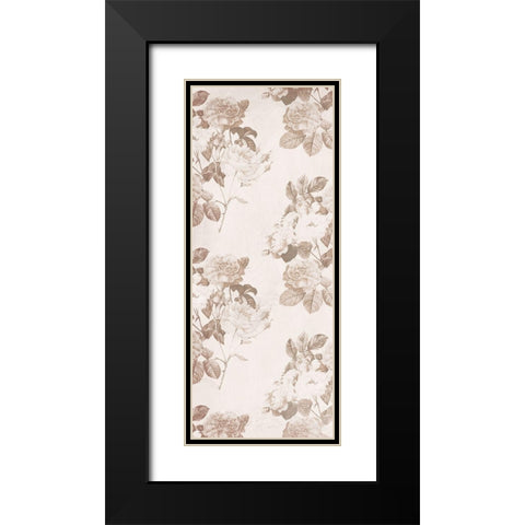 Sepia Flower Pattern Black Modern Wood Framed Art Print with Double Matting by Villa, Milli