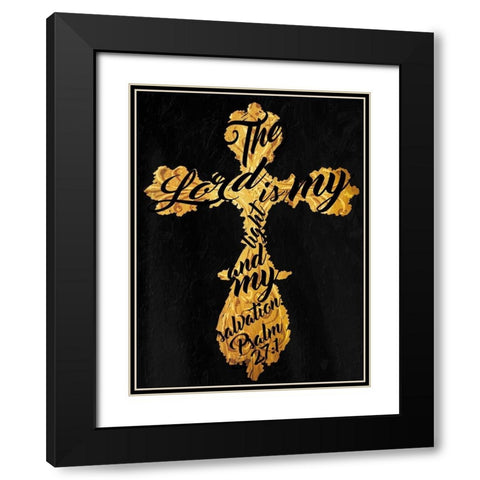 Gold Cross Black Black Modern Wood Framed Art Print with Double Matting by Villa, Mlli