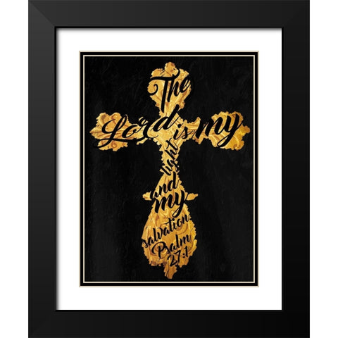 Gold Cross Black Black Modern Wood Framed Art Print with Double Matting by Villa, Mlli